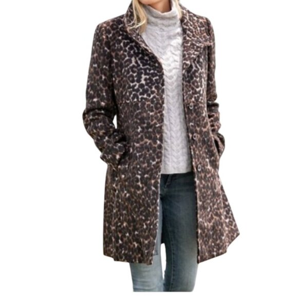 Via Spiga Leopard Coat Bold Sophisticated - Picture 1 of 4
